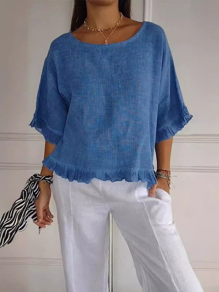 Coastline Ruffle Linen Blouse