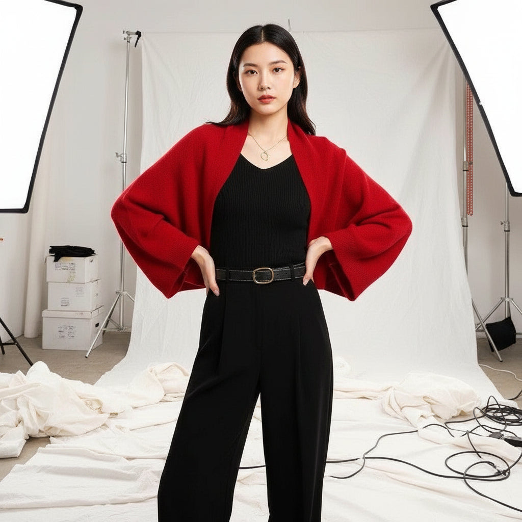 Draped Open-Knit Cardigan