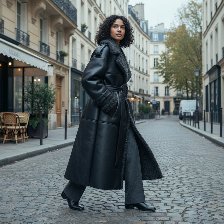 Shearling Belted Trench Coat