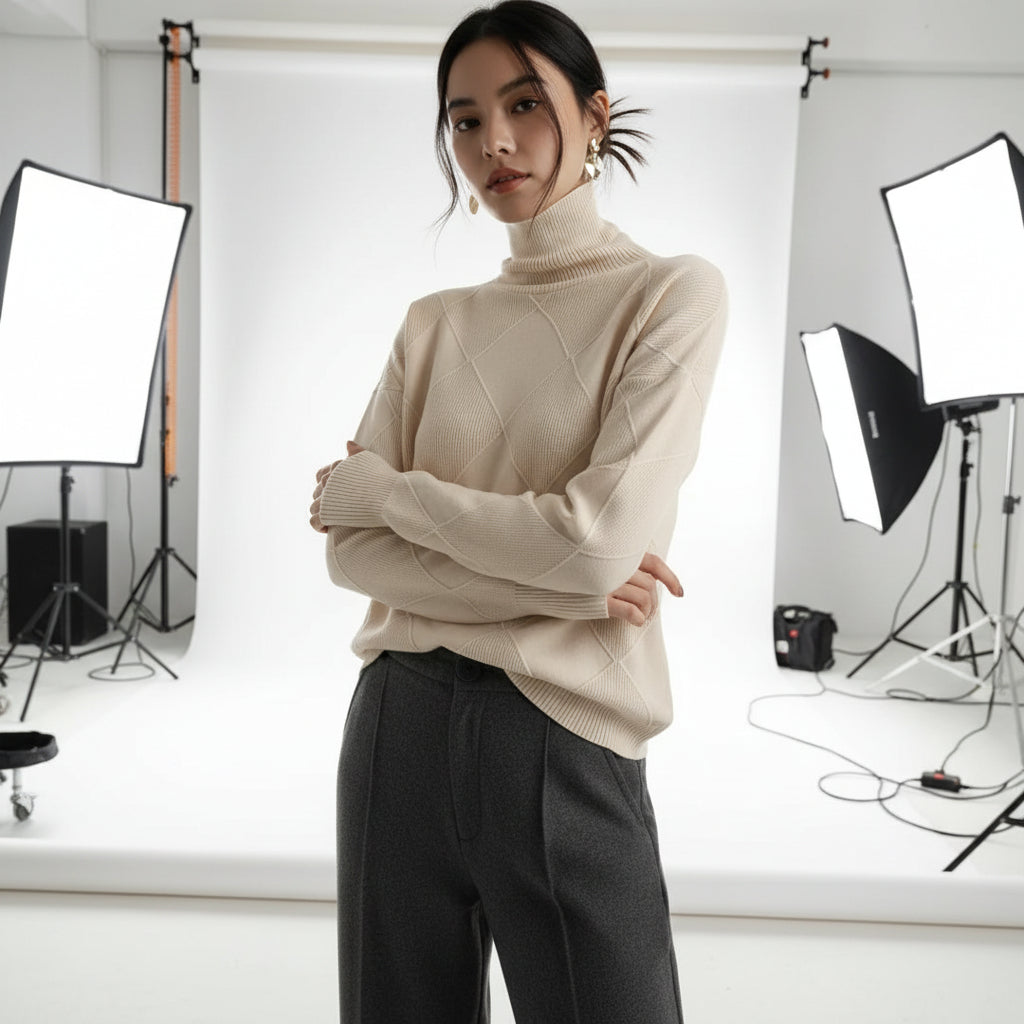 Ridgeweave Mock-Neck Knit Jumper