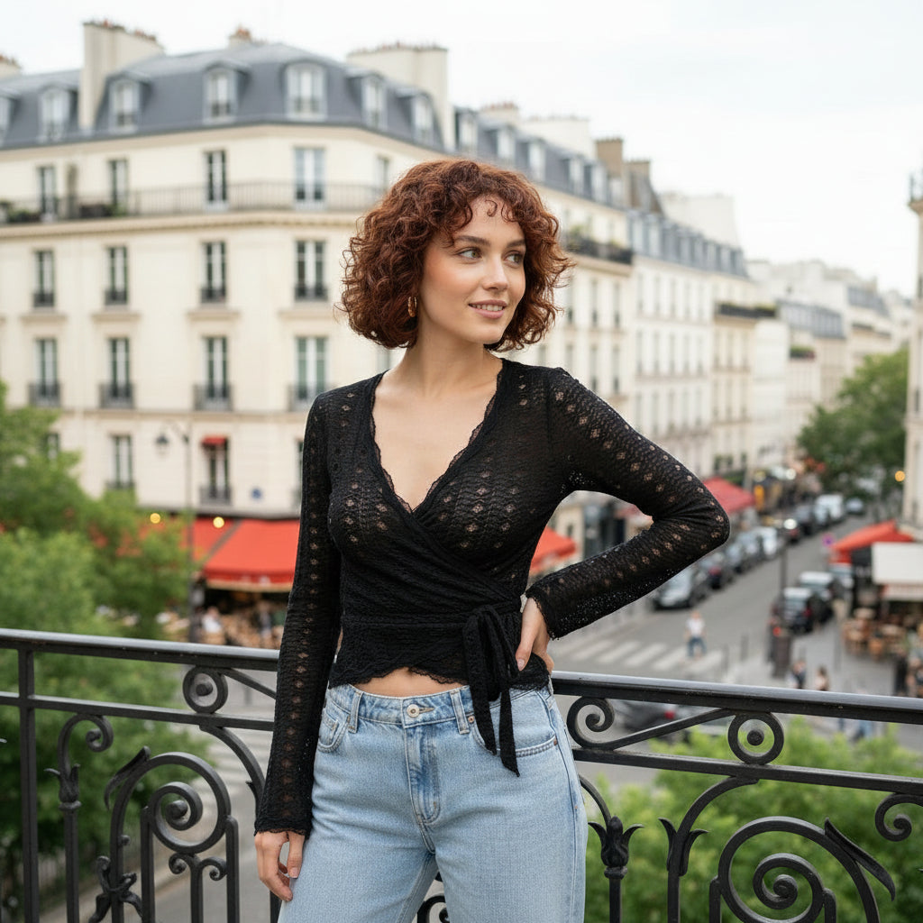 Floral Fit Top - black