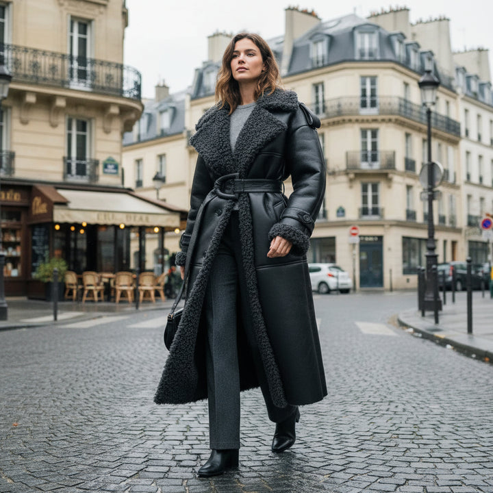 Shearling Belted Trench Coat