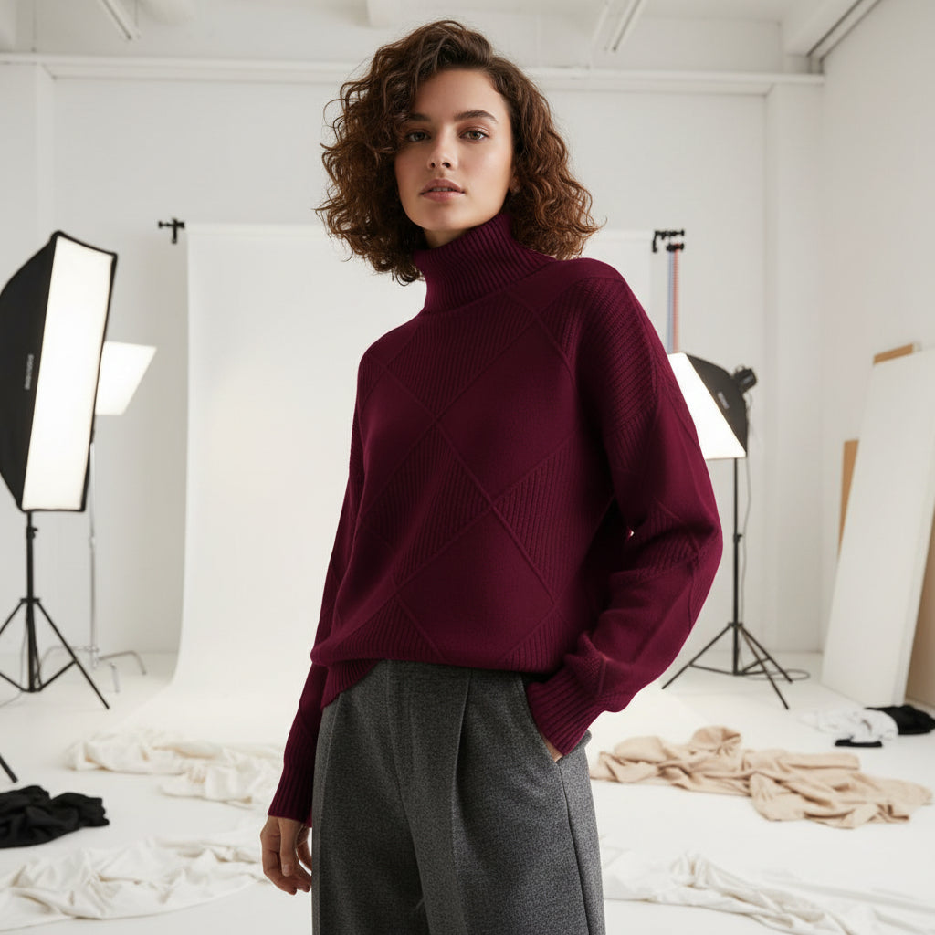 Ridgeweave Mock-Neck Knit Jumper