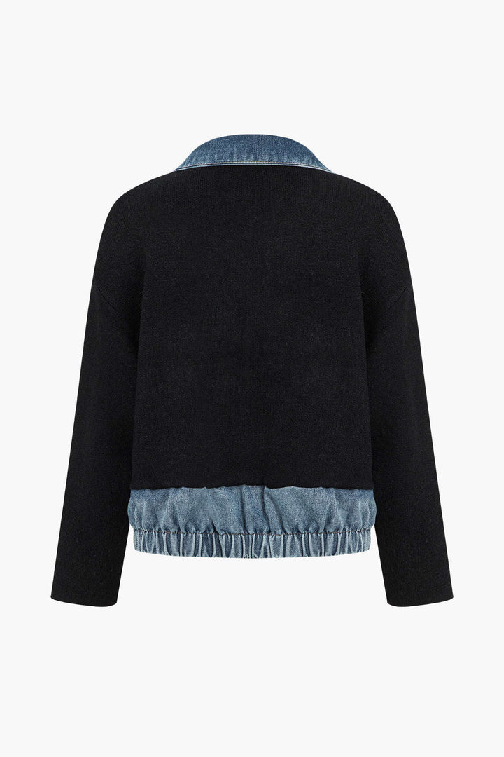 Riley Two-Tone Knit Zip Jacket