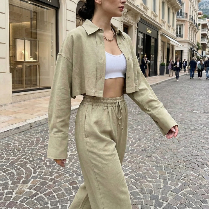 Collared Top & Pants Set