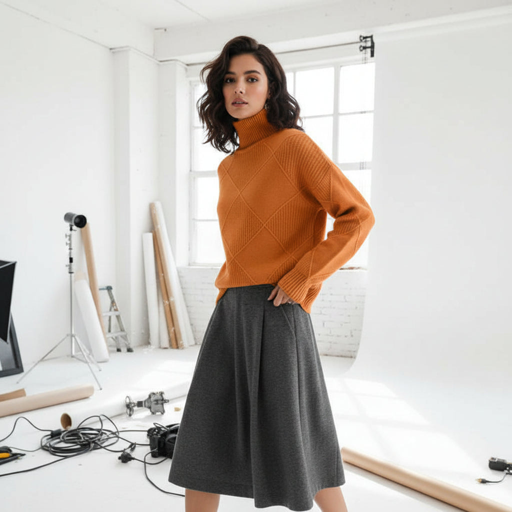 Ridgeweave Mock-Neck Knit Jumper