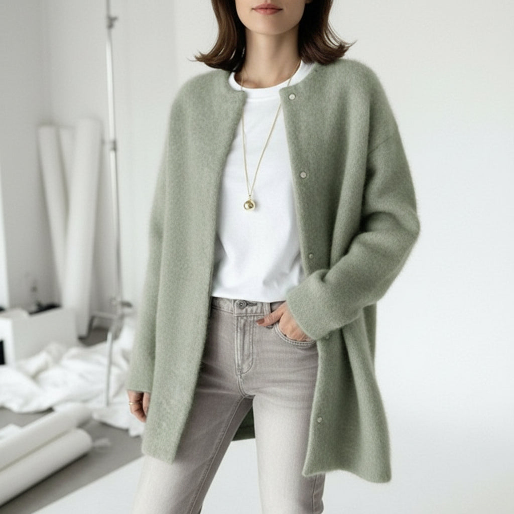 Brushed Wool Snap Cardigan
