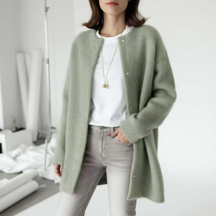Brushed Wool Snap Cardigan