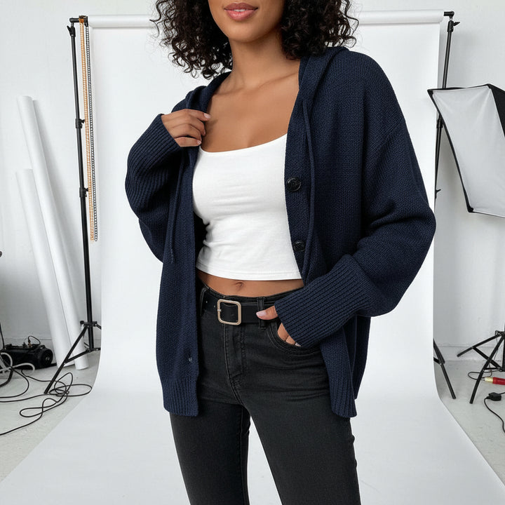 Hooded Knit Button Cardigan