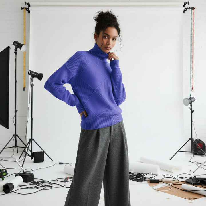 Ridgeweave Mock-Neck Knit Jumper