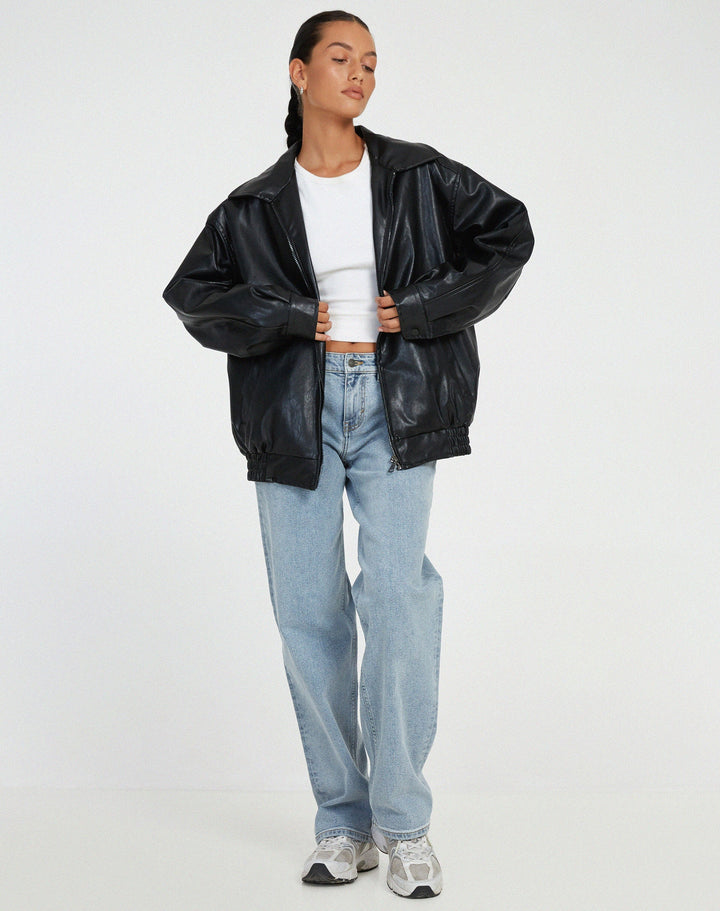 Harlin Oversized PU Zip Jacket