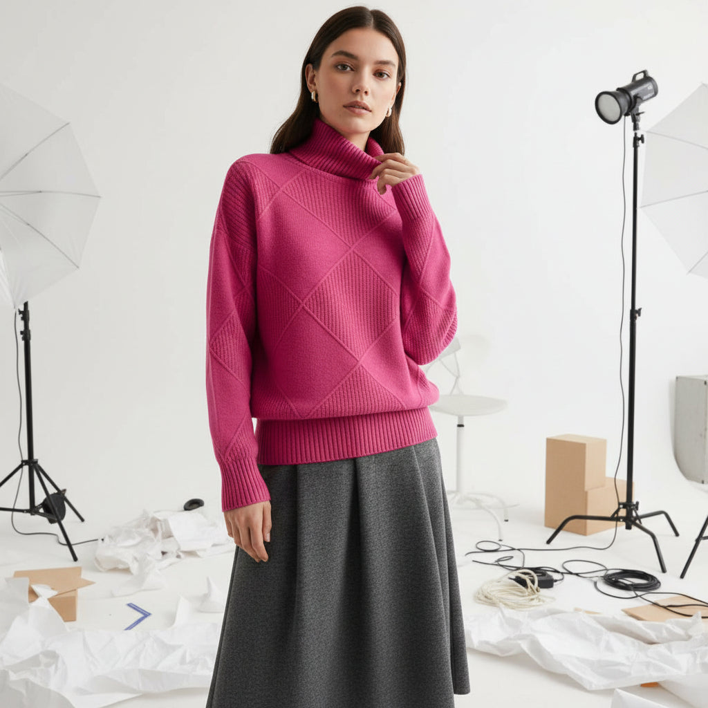 Ridgeweave Mock-Neck Knit Jumper