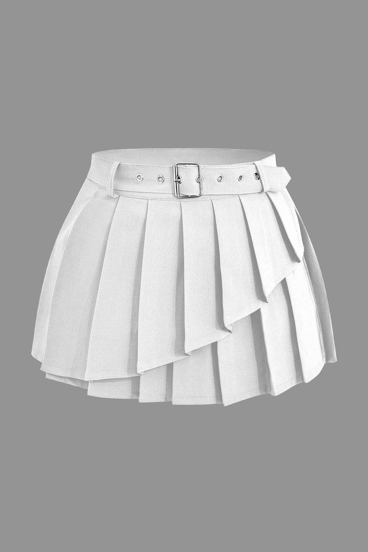 Layered Pleated Mini Skirt