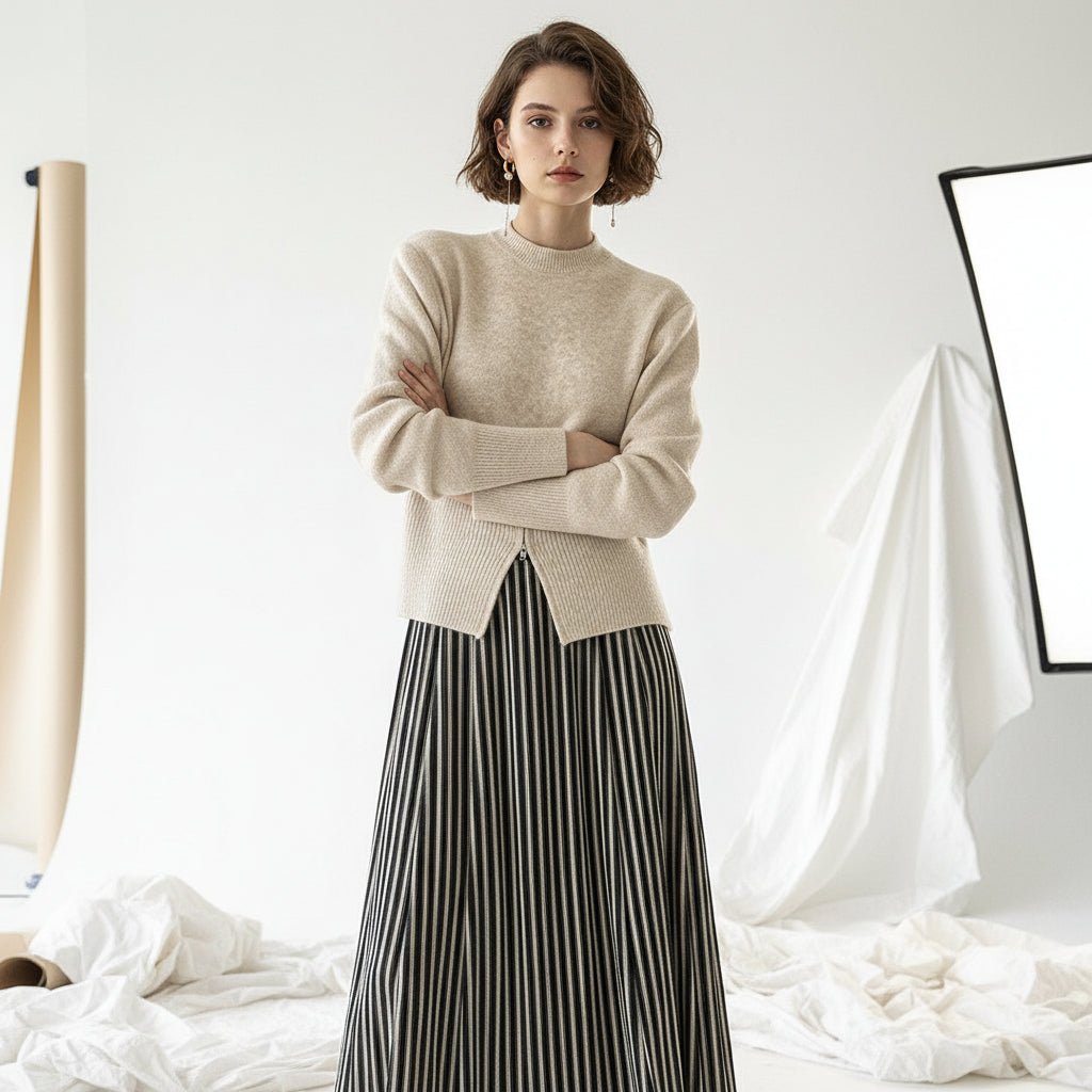 Nordic Edge Split-Hem Knit