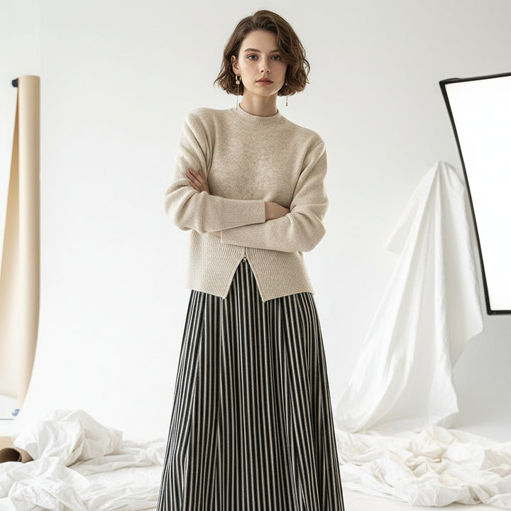 Nordic Edge Split-Hem Knit