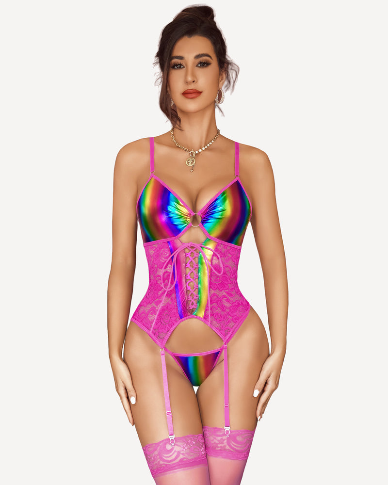 Alveria – Faux Leather Corset Set