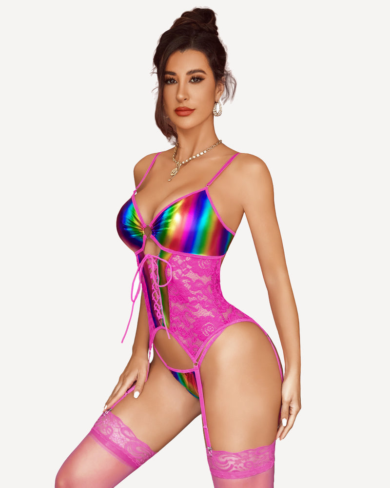 Alveria – Faux Leather Corset Set