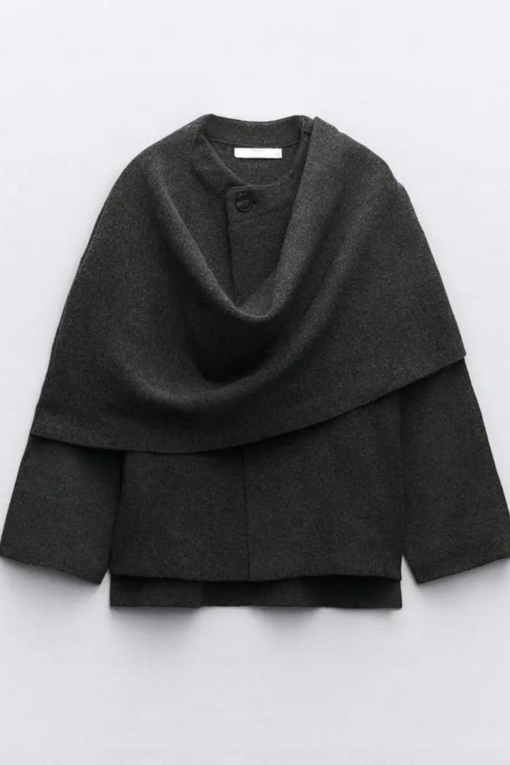 Midnight Drape Wool Cape Jacket