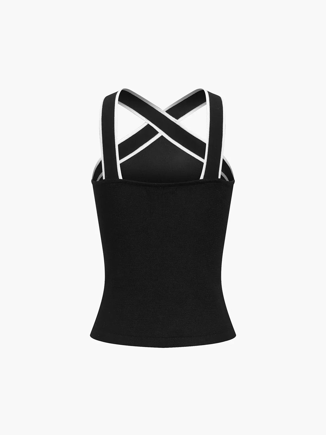 Contrast Color Cross V-neck Sling Top