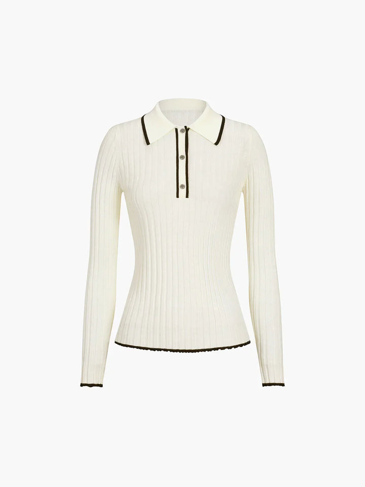 Oldmoney Aesthetics Polo Knit Top