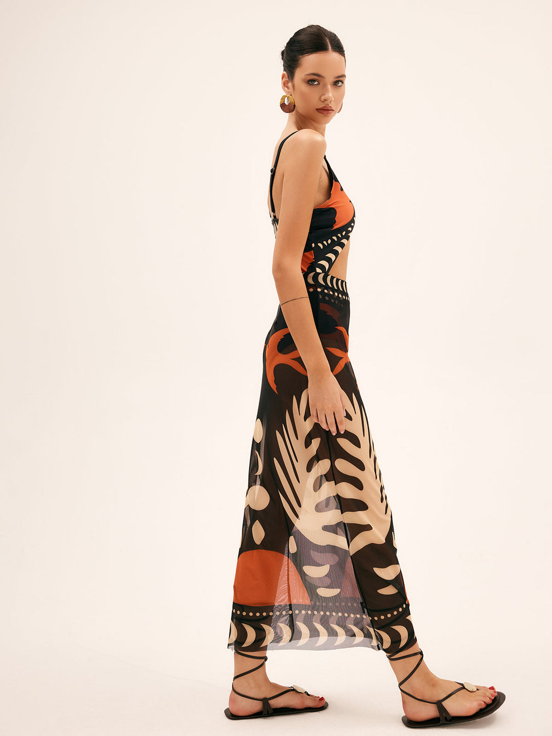 Palm Cove Sheer Cover-Up Skirt And Swim Suit