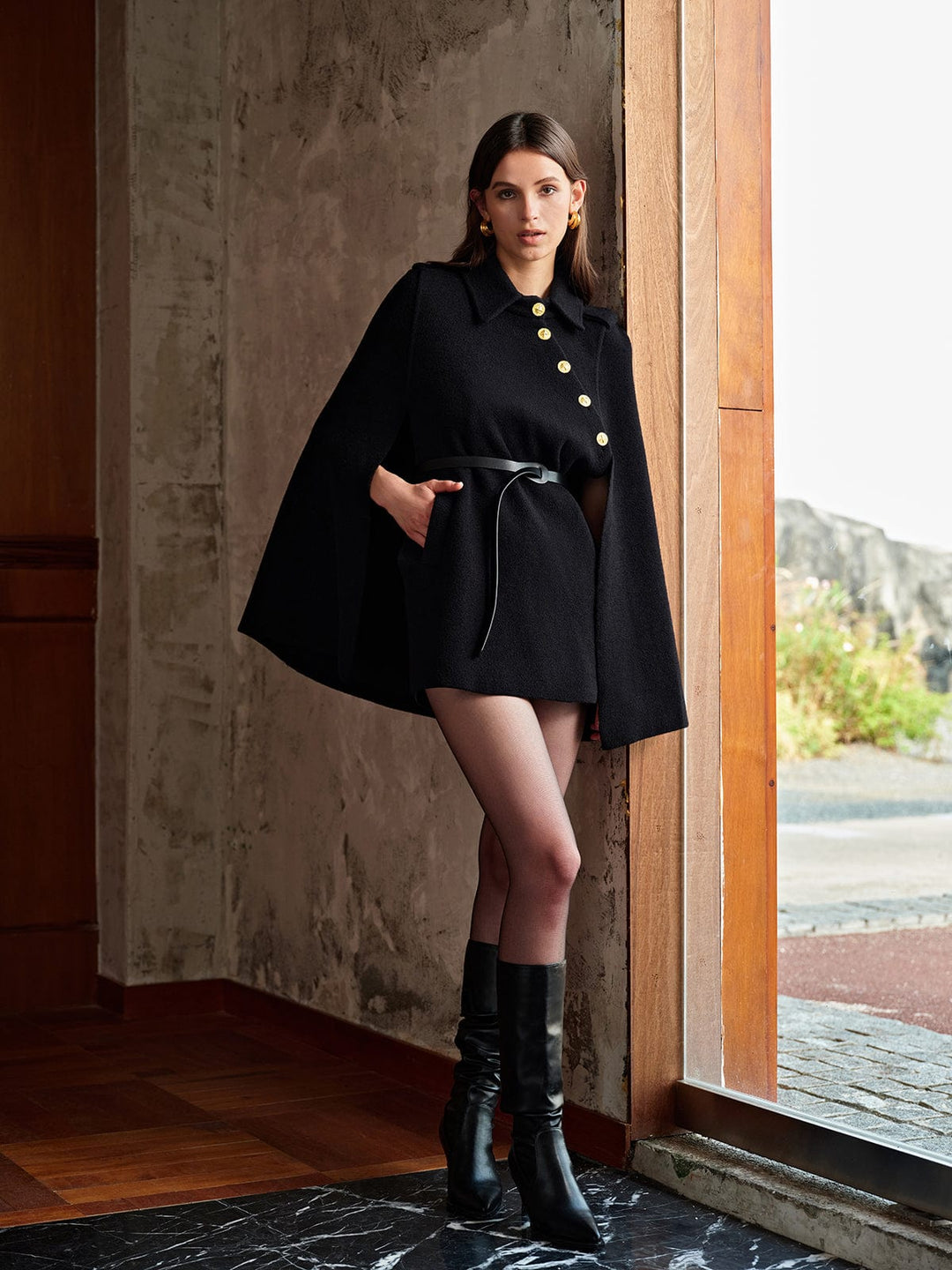 Melbourne Noir Cape Coat