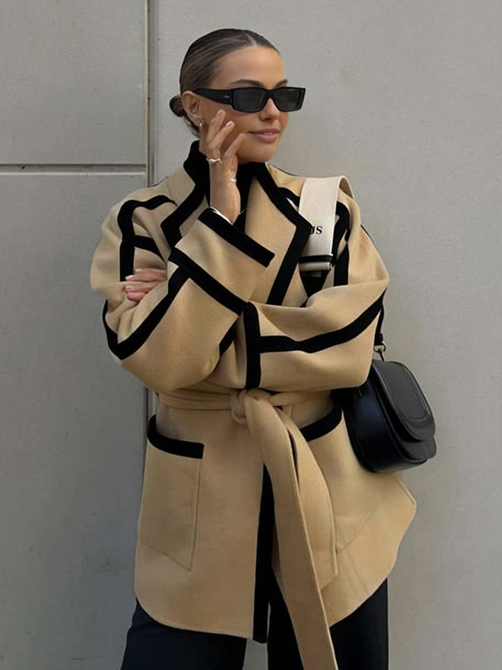 Monaco Edge Belted Contrast Coat