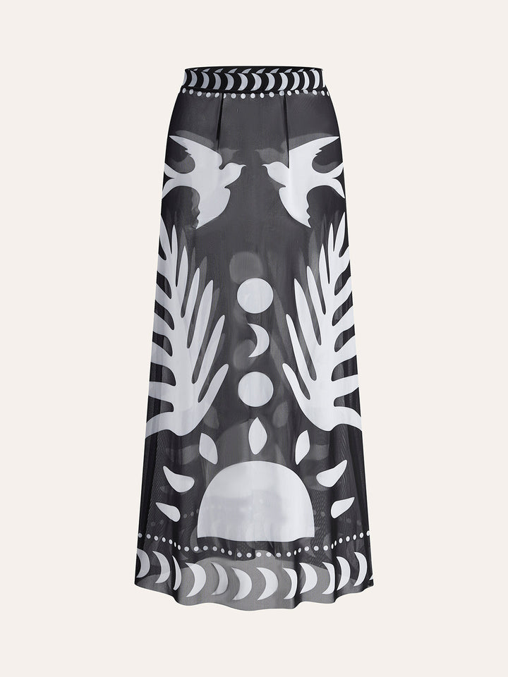 Palm Cove Sheer Cover-Up Skirt And Swim Suit