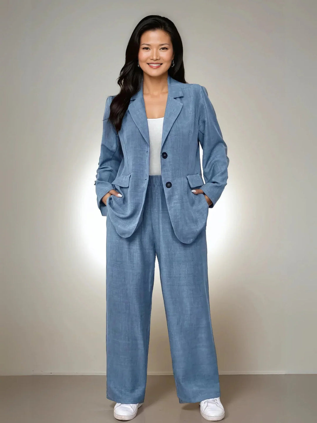Plus Size Elegant Lapel Suit Jacket And Pants