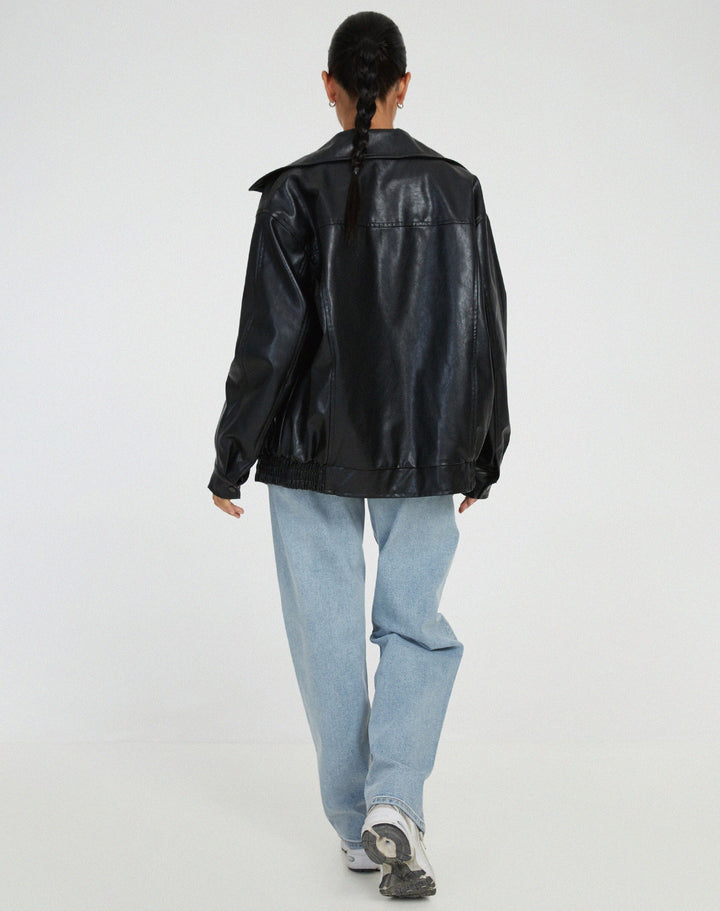 Harlin Oversized PU Zip Jacket