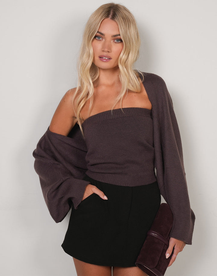 Dark Brown Knitted Tube Top