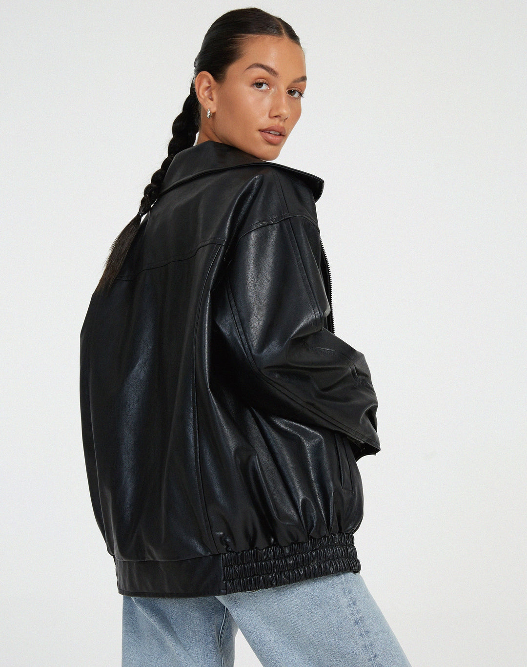 Harlin Oversized PU Zip Jacket