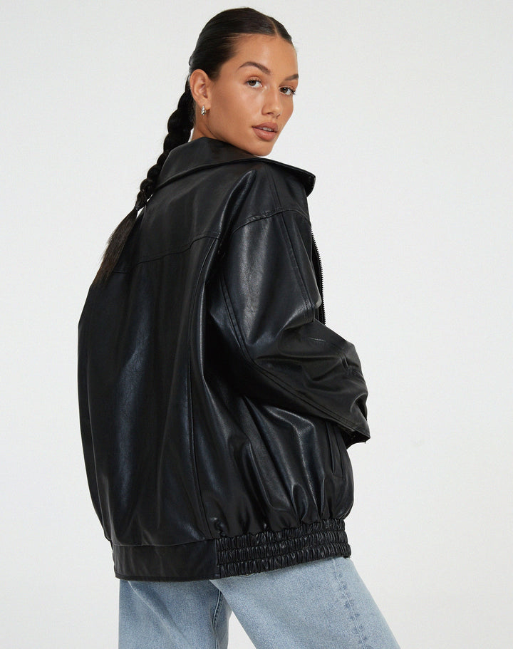 Harlin Oversized PU Zip Jacket
