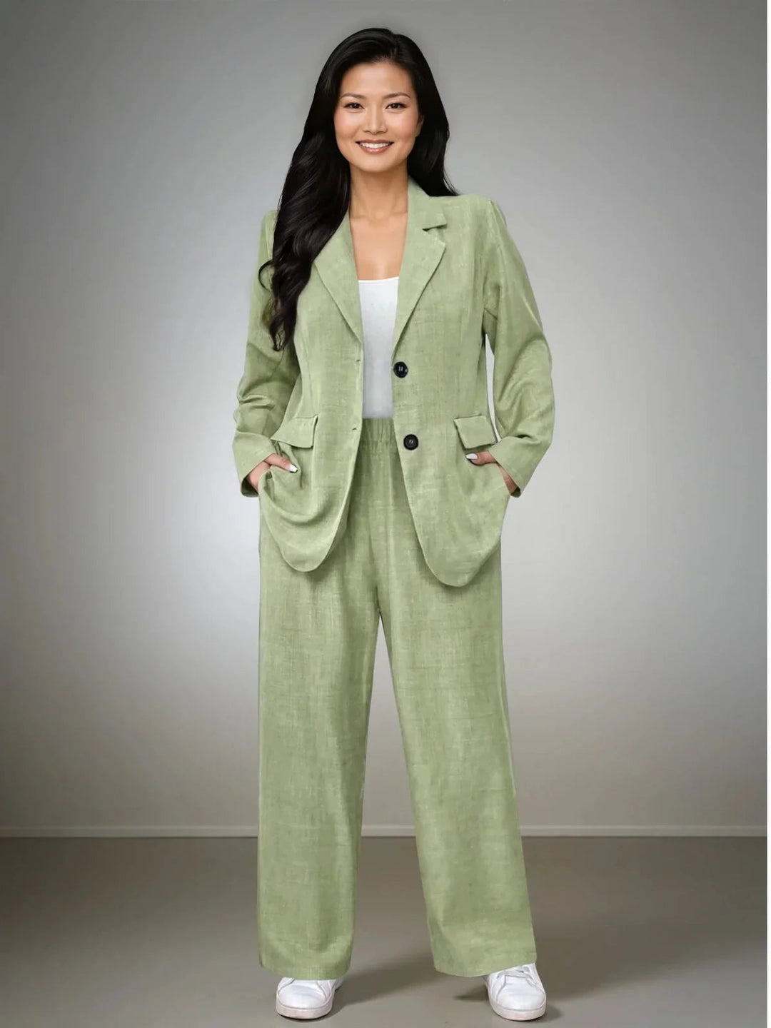 Plus Size Elegant Lapel Suit Jacket And Pants