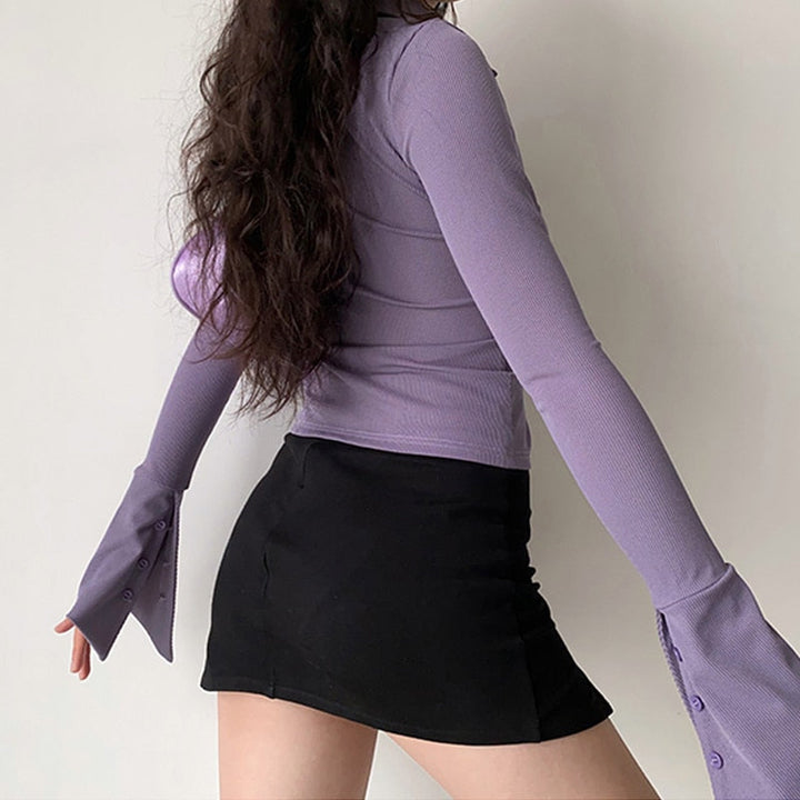 Orchid Crush Ribbed Button Top