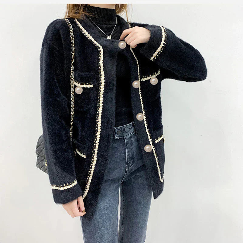 Seraphine Chain Trim Tweed Cardigan
