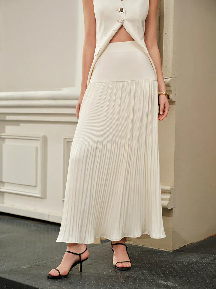 Elegant Style Mid-Waist Pleated Skirt