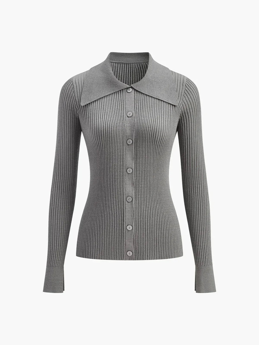 Oldmoney Style Ribbed Lapel Slim Cardigan