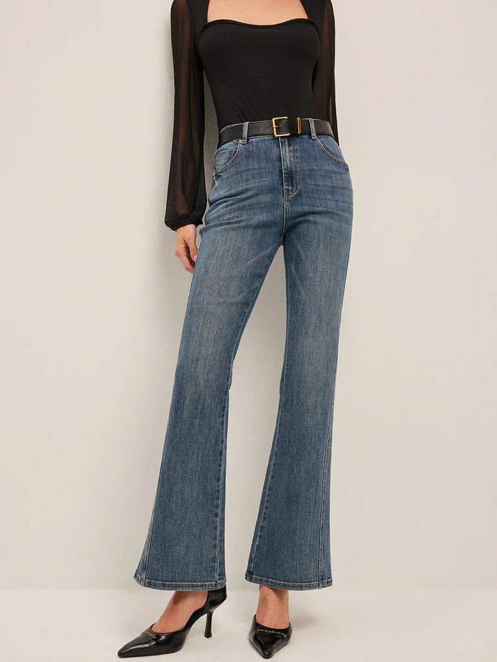 Casual Style Flared Mid-Waisted Skinny Jeans
