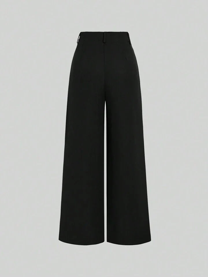 High-Waisted Wide‑Leg Black Trousers