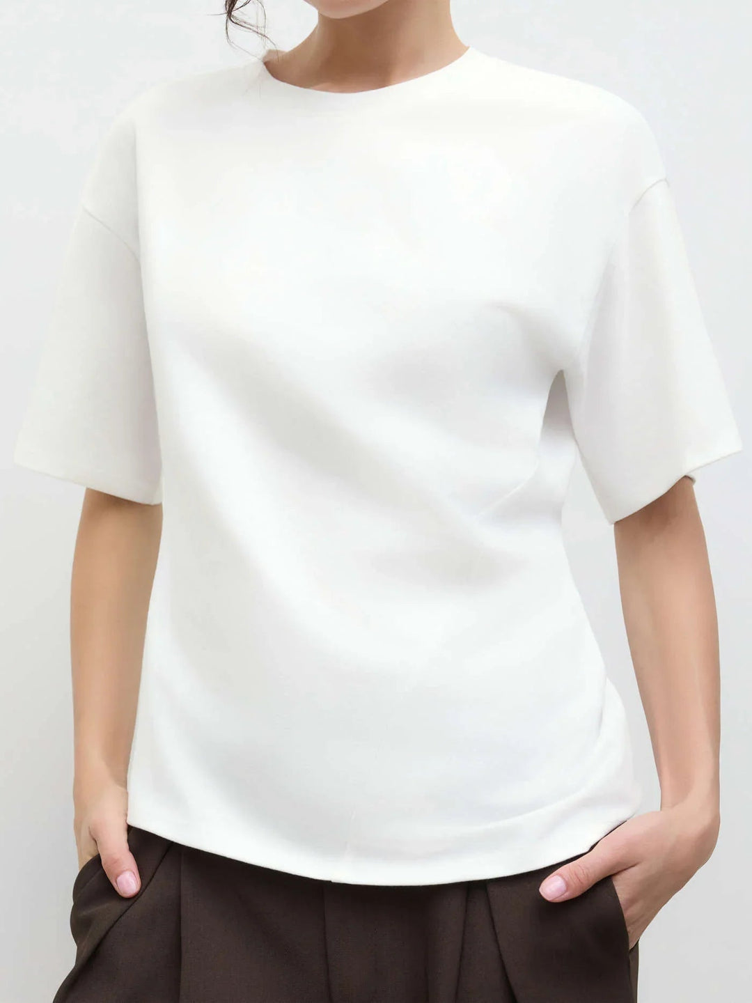 Smart Casual Cotton-blend Asymmetrical Hem Tee