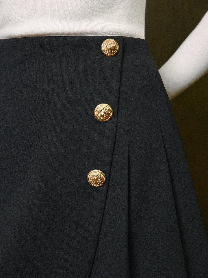 Always Elegant Button High Waist Skirt