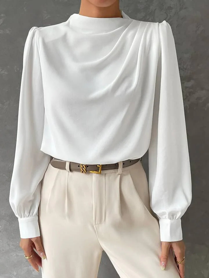 Elegant Bishop Sleeve Draped Top