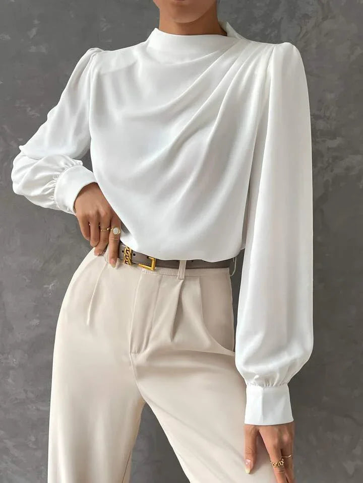 Elegant Bishop Sleeve Draped Top