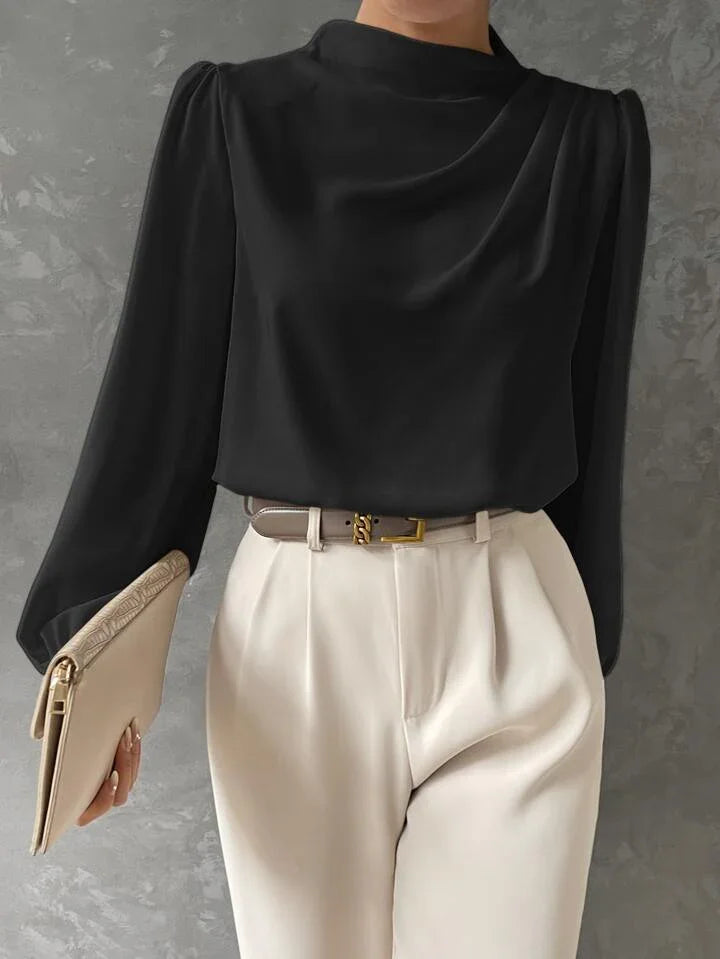 Elegant Bishop Sleeve Draped Top