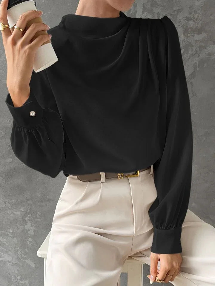 Elegant Bishop Sleeve Draped Top