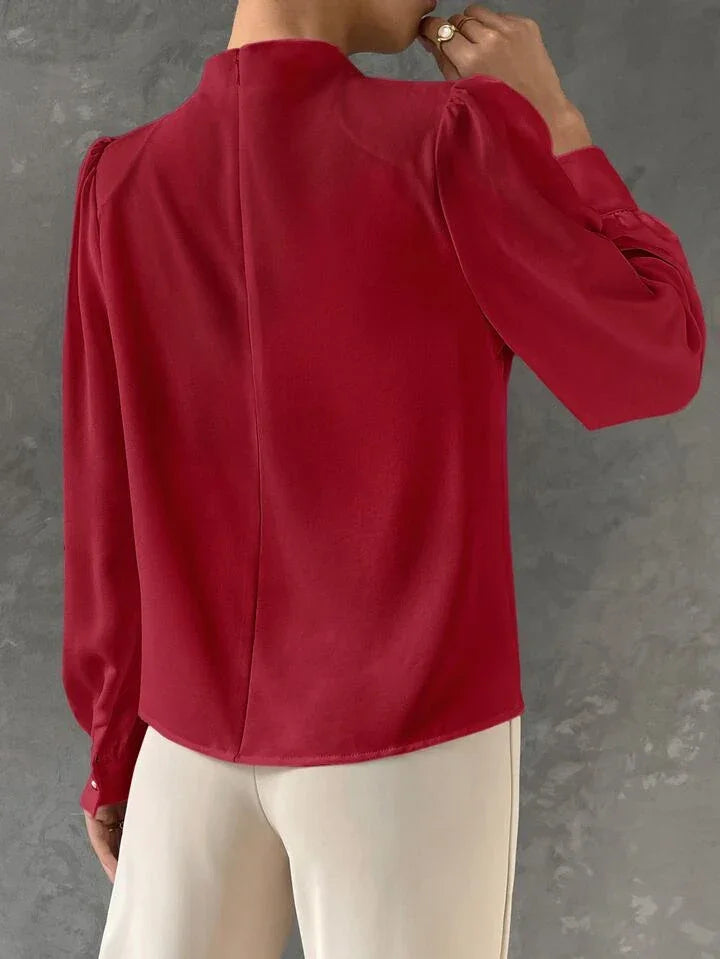 Elegant Bishop Sleeve Draped Top