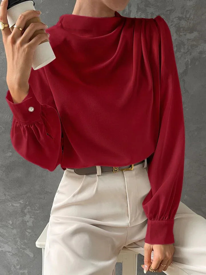 Elegant Bishop Sleeve Draped Top