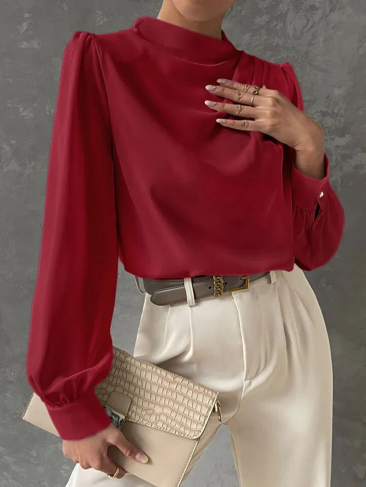Elegant Bishop Sleeve Draped Top