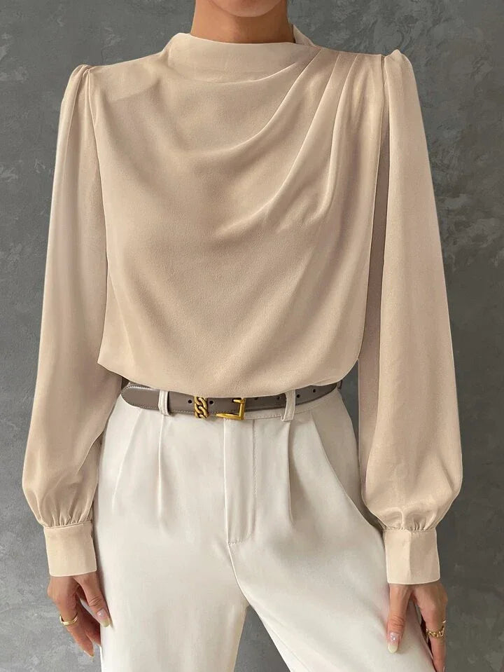 Elegant Bishop Sleeve Draped Top